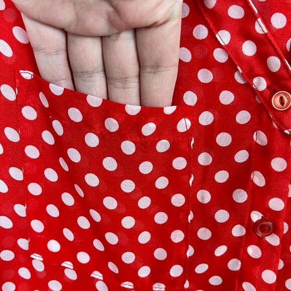 Kut From the Kloth polka dot blouse button up red white size small officewear - Picture 4 of 8